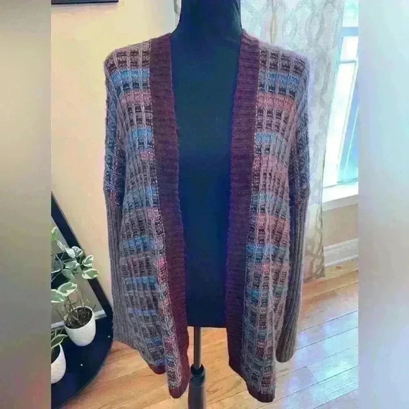 Soft Surroundings Women Size S/M Eirene Multicolor Plaid Fuzzy Sweater Cardigan - Picture 6 of 13